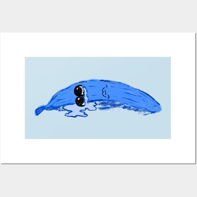 Lonely Crying Blue Banana Lying Down You Hurt My Peelings Wall Art by SubtleSplit